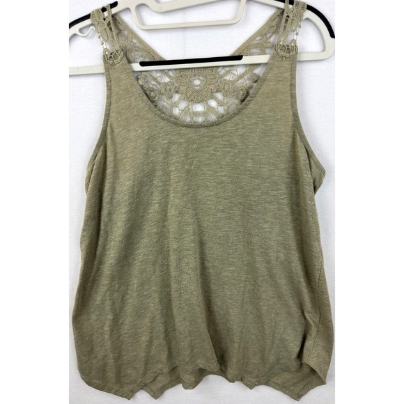 American Rag Cie Tops - American Rag Cie Crochet Lace Back Tank Top‎ Womens Medium Olive Green Boho Knit